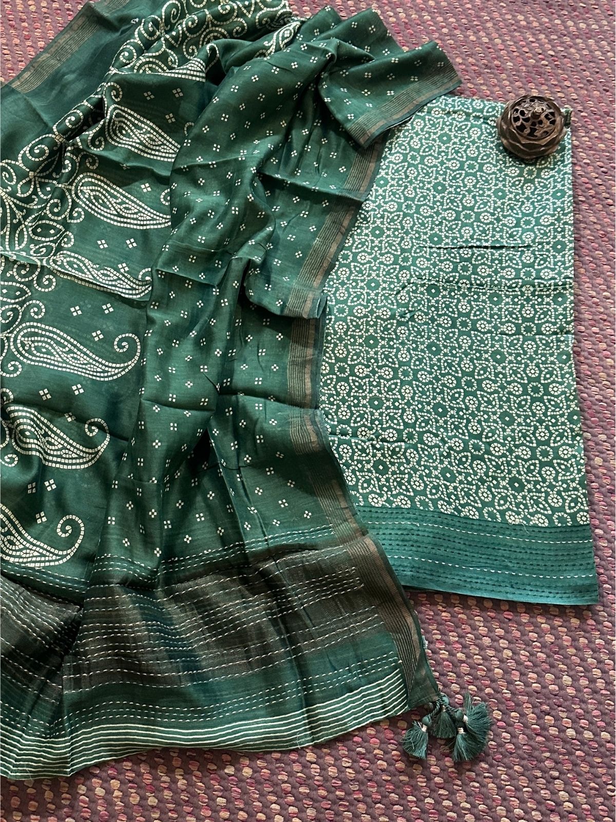 Premium Maheshwari Silk Unstitched Set